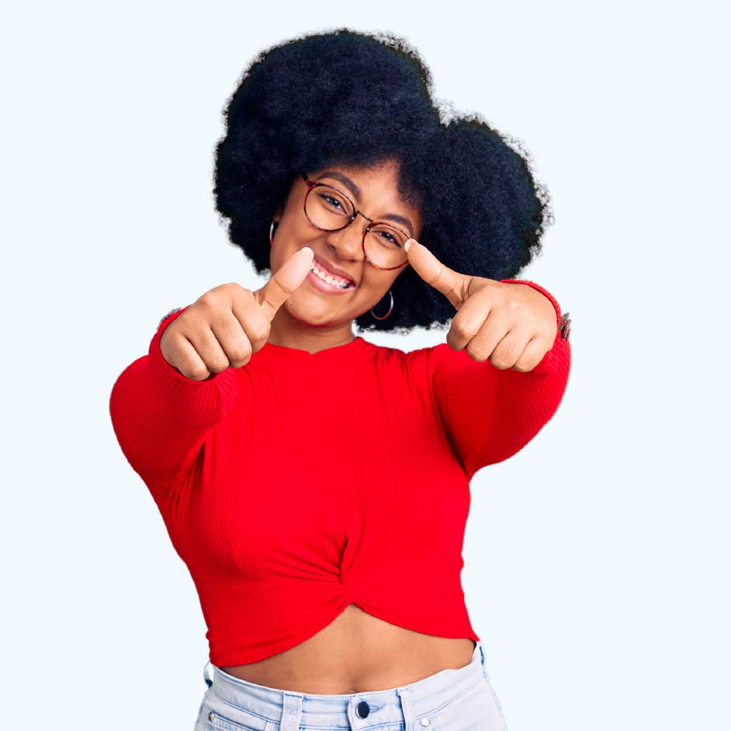 Professional woman giving thumbs up